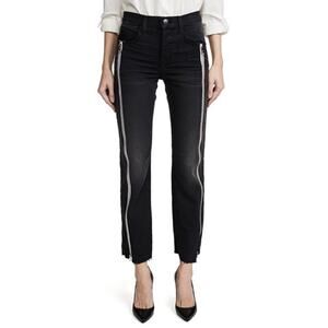 Current Elliott | Women's Black Button Fly Raw Hem Dallon Highline Jeans Sz 24